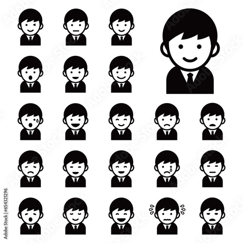 ビジネスマンの喜怒哀楽アイコンセット