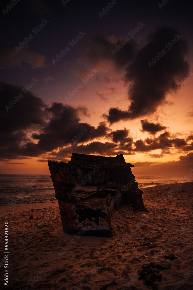 boat at sunset