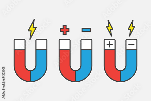 Set of magnets icon vector illustration. Electromagnetic on isolated background. Attract sign concept.
