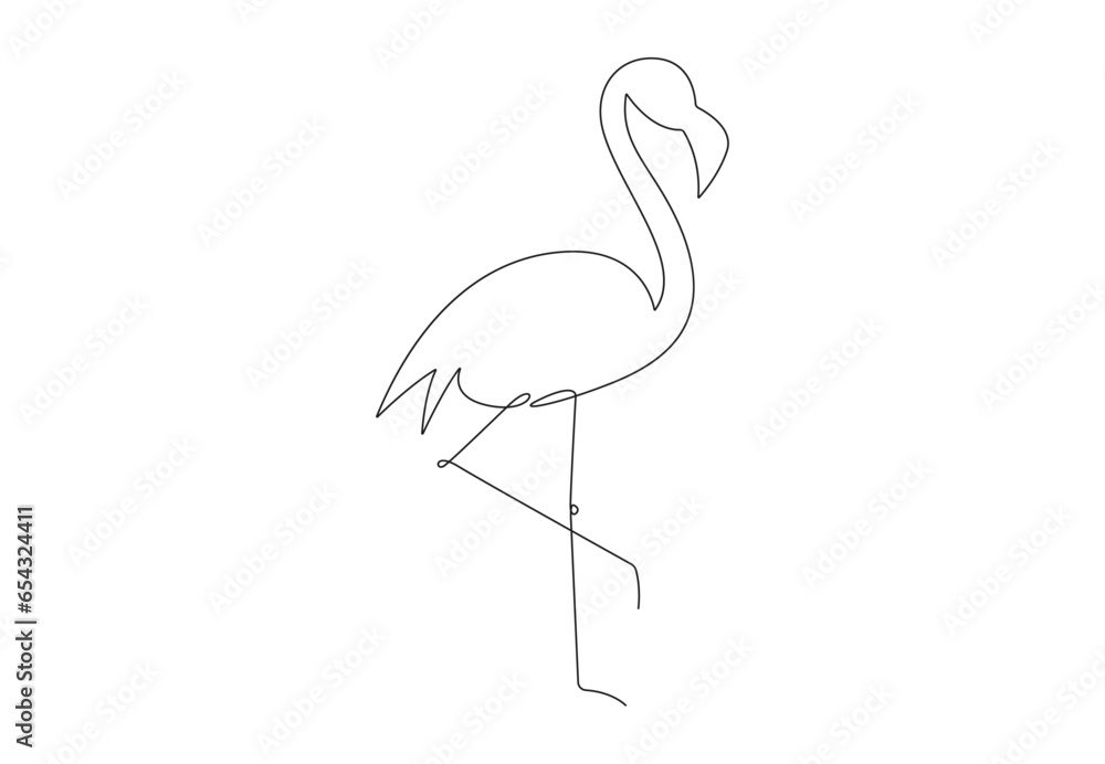 Single line drawing of beauty exotic flamingo for company business logo identity. Animal logo. Isolated on white background vector illustration. Premium vector.