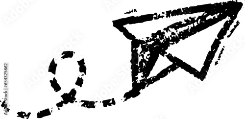 Paper Airplane Chalk Drawing Illustration Vector Isolated