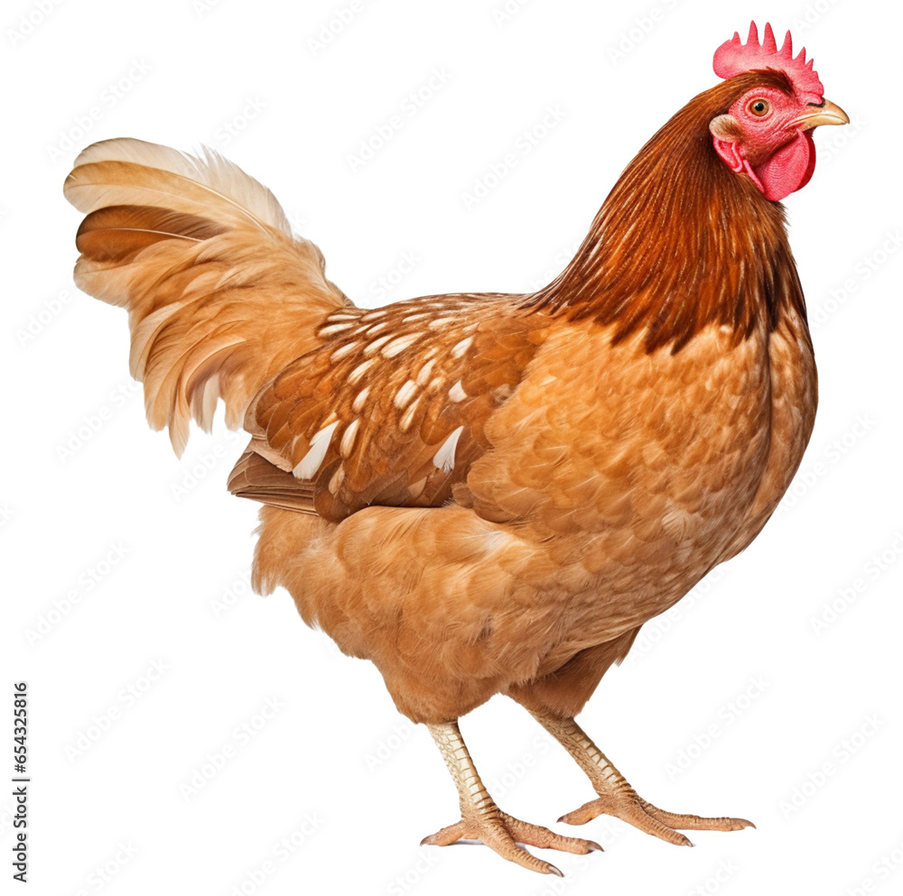 Fototapeta premium Chicken hen isolated on transparent background.
