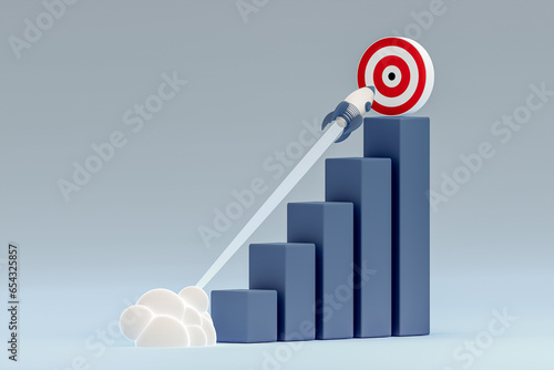 fast and accurate movement towards business goals. reactive rapid growth of economic indicator. diagram on investment business growth trade graph profit. 3d illustration photo