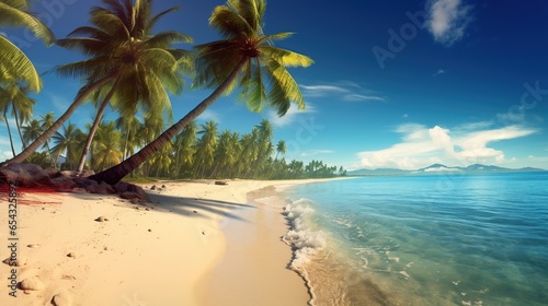 Tropical beach with palm trees © desain