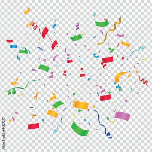 Transparent background with golden confetti. shiny gold flying tinsel decoration design