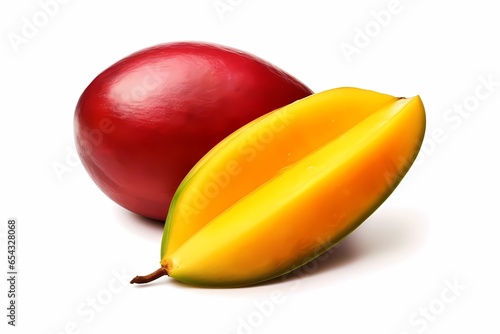 Juicy mango, Sweet, advertising banner isolated on white background, AI generated.