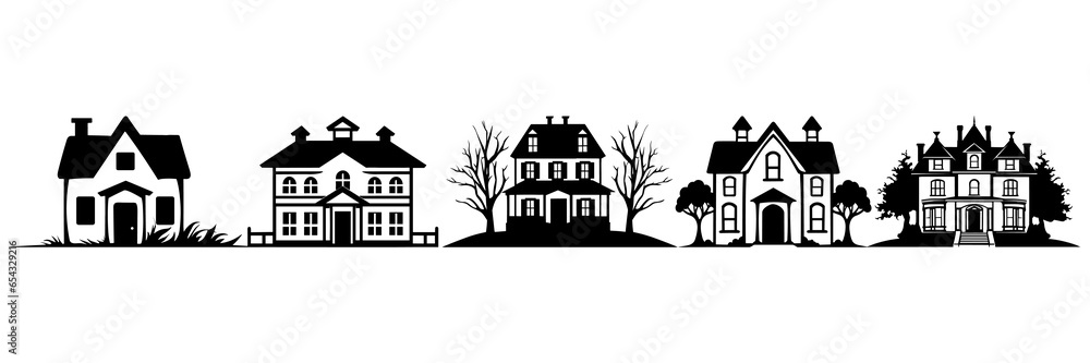 House real estate silhouettes set, large pack of vector silhouette design, isolated white background House real estate silhouettes set, large pack of vector silhouette design, isolated white background