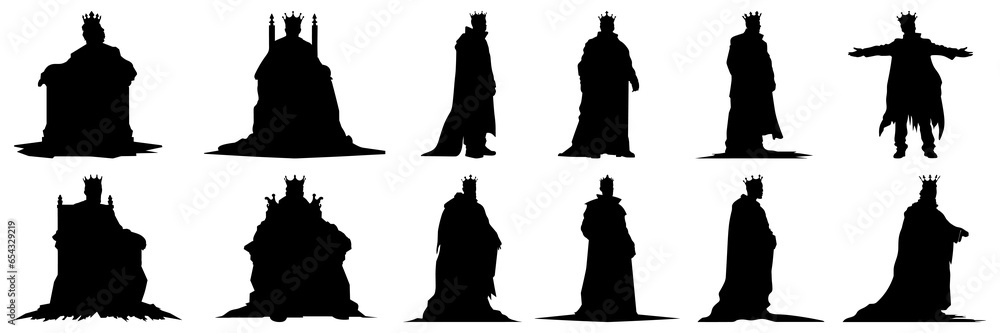 King silhouettes set, large pack of vector silhouette design, isolated white background