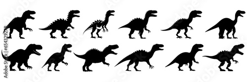 Dinosaur silhouettes set, large pack of vector silhouette design, isolated white background