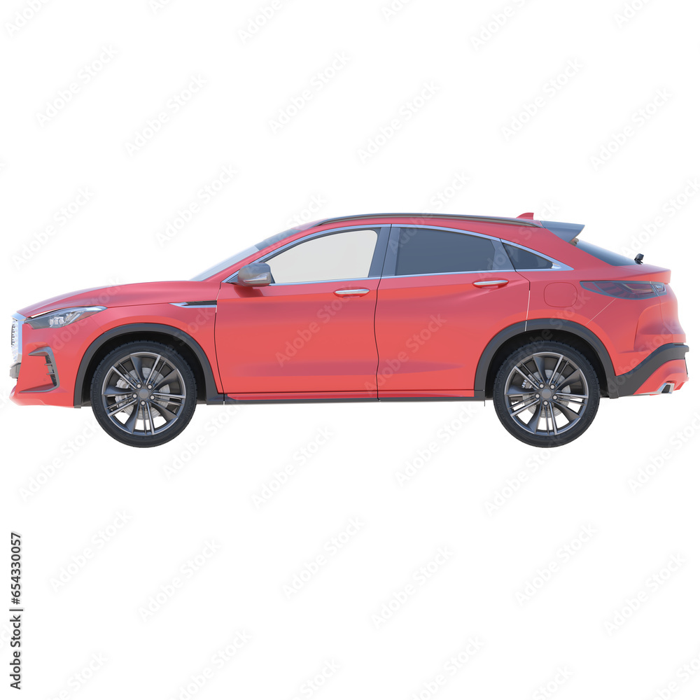 Realistic SUV car on isolated transparency background, side view of car