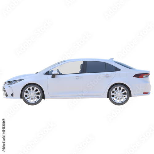 Realistic compact car on isolated transparency background  side view of car