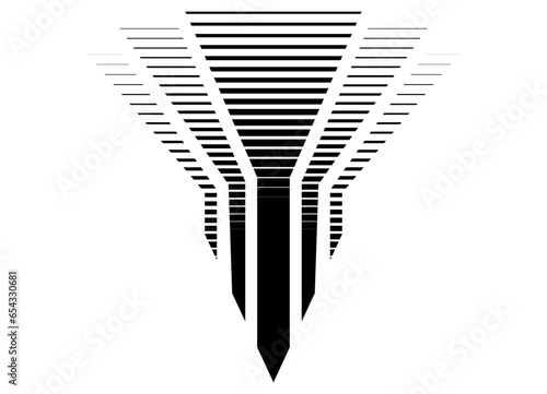 Vector striped pattern, black on white background. Arrow. Modern vector background.
