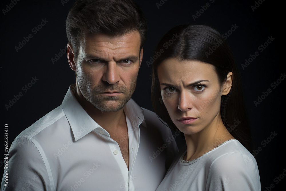 Generative AI portrait picture of angry furious couple furious face expression Generative AI portrait picture of angry furious couple furious face expression