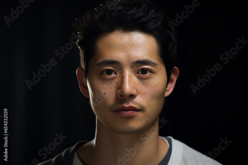 Generative AI technology photo of young asian confident man with black hair