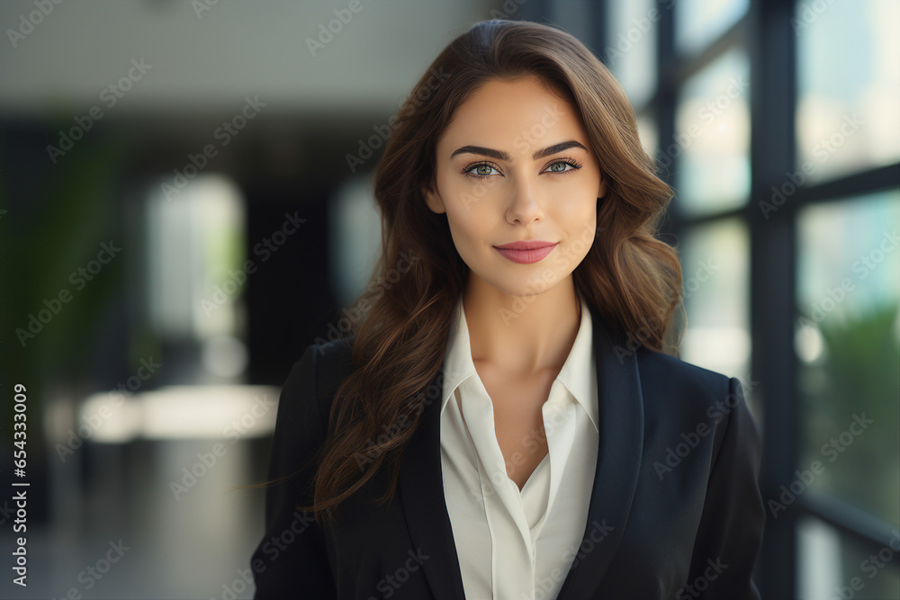 Generative AI picture portrait of amazing gorgeous office worker young woman