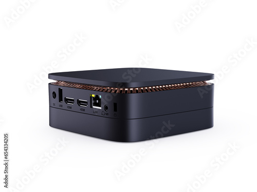 mini computer photography with all digital ports showing functionality isolated on white background