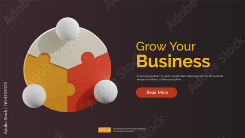 business partner and teamwork 3D icon illustration. Banner Business Landing Page Vector illustration