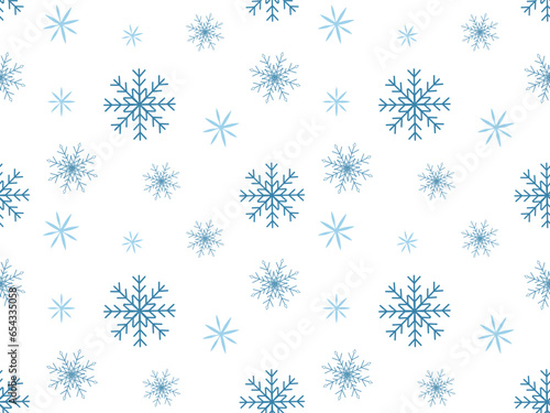 Seamless pattern with blue snowflakes on a white background. vector illustration for wrappers, wallpaper, wrapping paper.