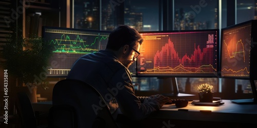 The man in front of the trading charts