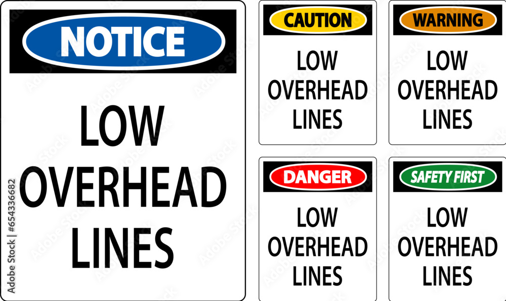 Fototapeta premium Caution Sign Low Overhead Lines