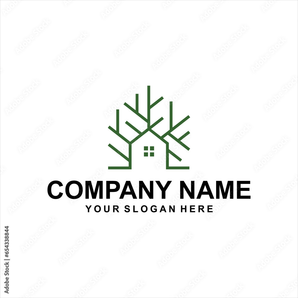 Fototapeta premium green home unique logo vector