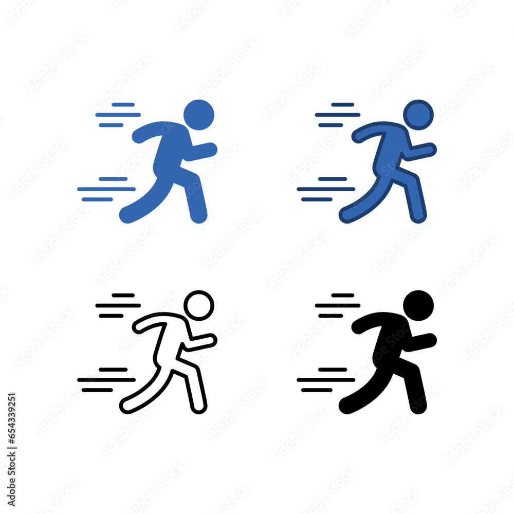 Running person. Running man. Man fast run in fast speed and rush action. Athletics and marathon in summer sports. Act, run icon. Vector illustration. Design Running person. Running man. Man fast run in fast speed and rush action. Athletics and marathon in summer sports. Act, run icon. Vector illustration. Design