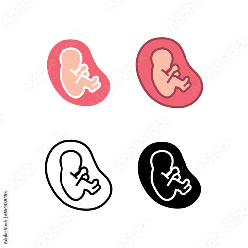 Baby in womb, unborn baby. Pregnant or Pregnancy sac illustration. Human Embryo Child, fetal. Prenatal development. Fetus icon. Vector illustration. Design