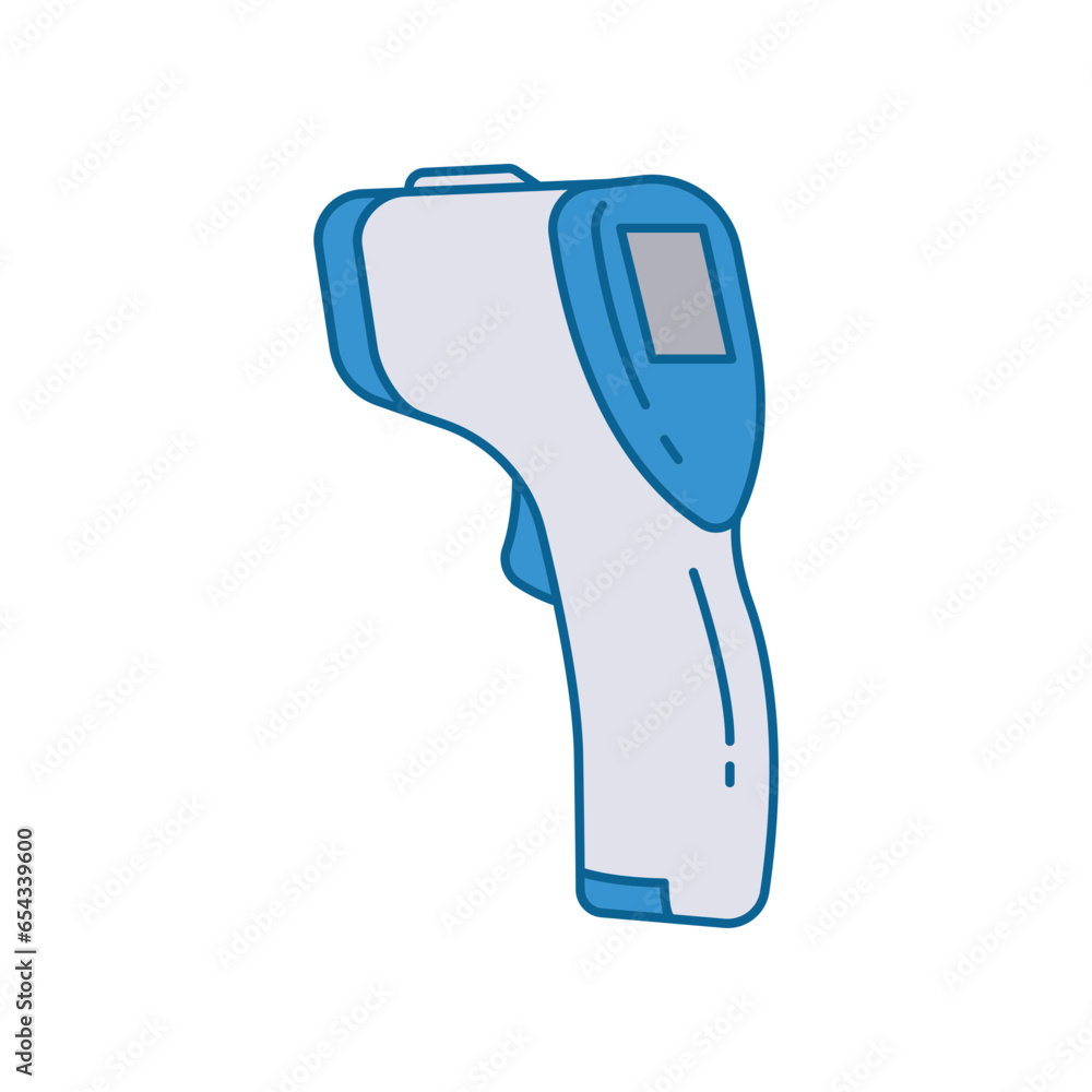 Non contact infrared sensor thermometer for body temperature check. Laser thermometer. thermogun icon, temperature, check, body, fever. Vector illustration. Design