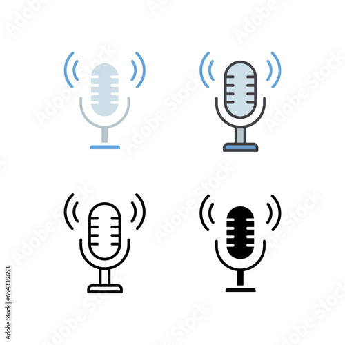 Voice Record. Retro Microphone, recording audio on internet. Podcasting entertainment. Broadcast audio, digital live radio. Make Your Podcast icon. Vector illustration design