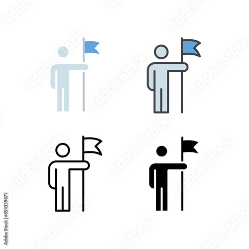 Personal achievement reach goal and mission. Strengthening leadership, career advancement, and self actualization concept. Self improvement icon. Vector illustration design