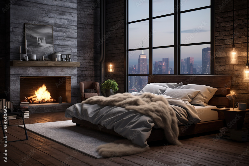 Fototapeta premium A scented candle in a modern bedroom