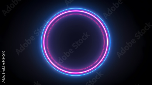circle picture frame with two tone neon