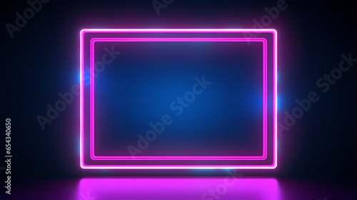 Square rectangle picture frame with two tone neon
