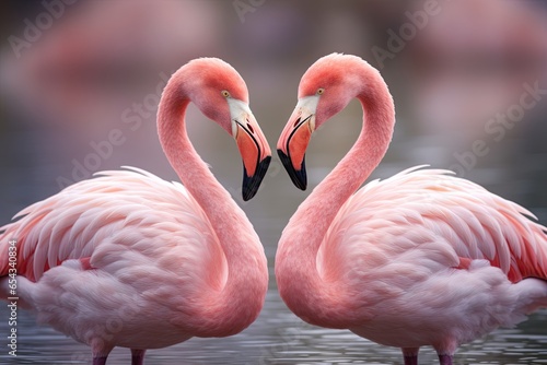 Two flamingos in love. Generative Ai © ArtmediaworX