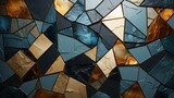 Abstract mosaic of dark and golden marble stone tiles