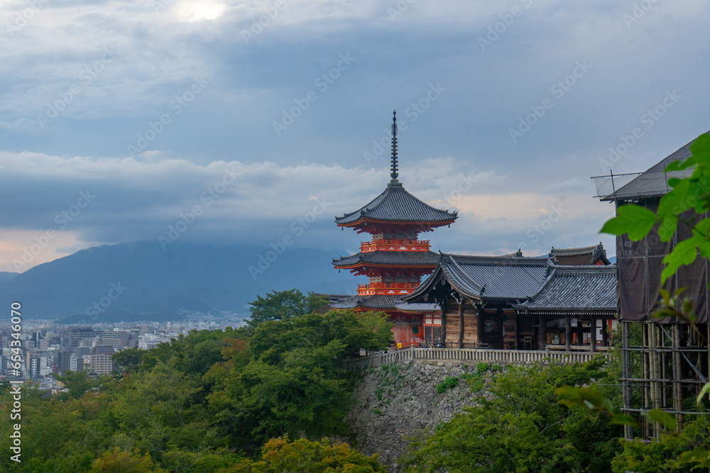 Fototapeta premium Kiyomizu-dera , Kiyomizu temple in Kyoto during summer at Kyoto Honshu , Japan : 2 September 2019