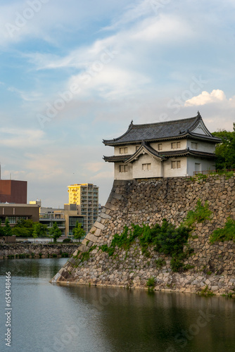 Osaka Castle , Garden and Fort in Osaka during summer evening at Osaka Honshu , Japan : 3 September 2019
