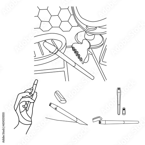 Women's stray hair remover, Hair removal tool, Designed to painlessly cut stray hairs from chin and lips to fingers and toes, for all skin types beauty product. Multiple Illustration vector design