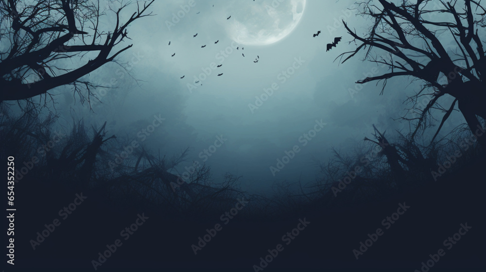Fototapeta premium Halloween background, card or banner with empty copy space