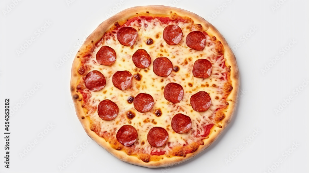 Fresh delicious pizza  isolated on white background. Generative AI