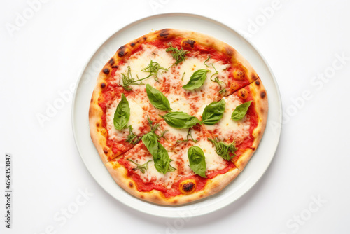 Tasty Pizza on the White Plate Fast food Background ai generated