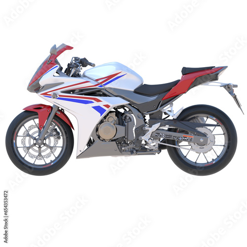 Realistic motorcycle on isolated transparency background, side view of motorcycle