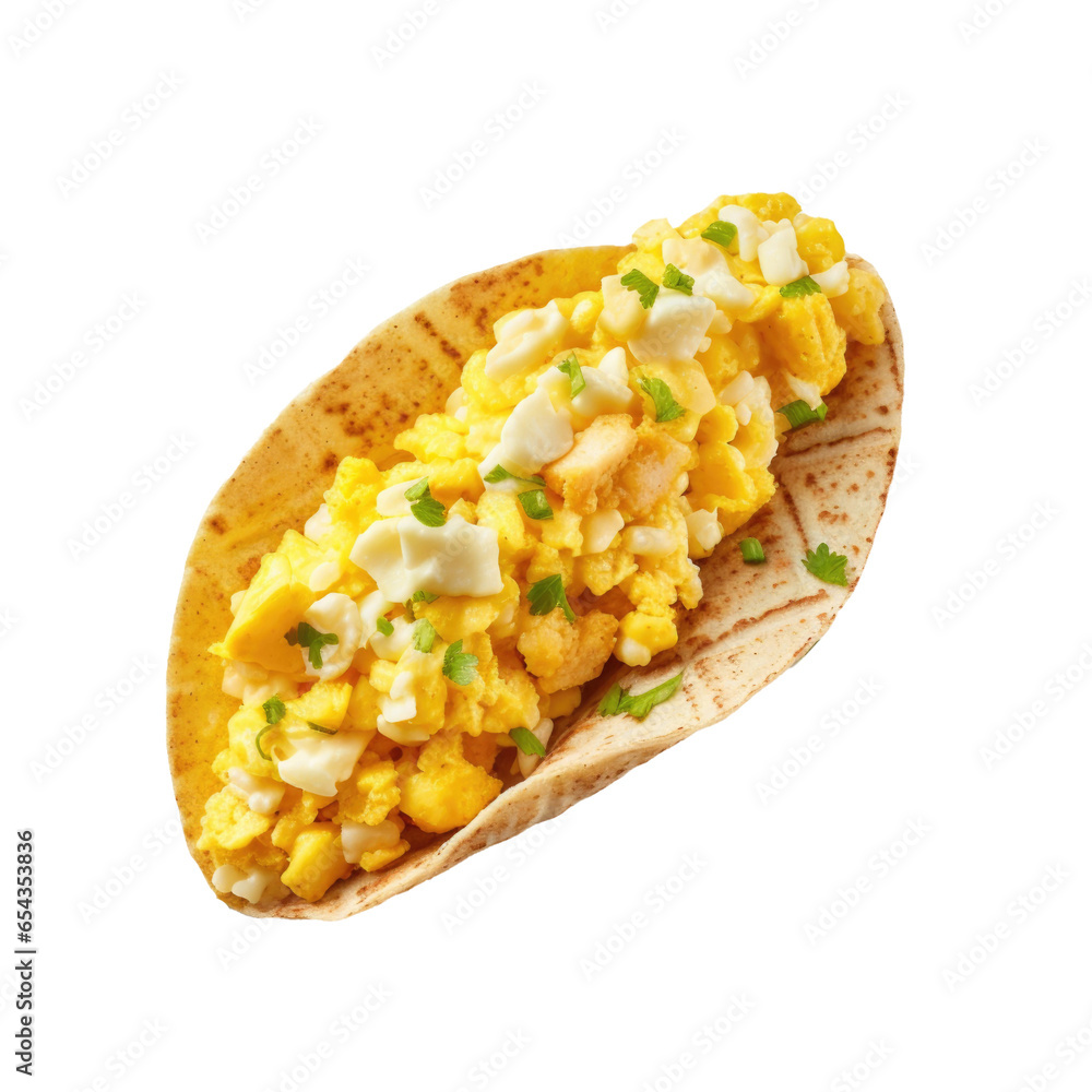 Scrambled Egg Breakfast Taco Isolated on a Transparent Background Scrambled Egg Breakfast Taco Isolated on a Transparent Background