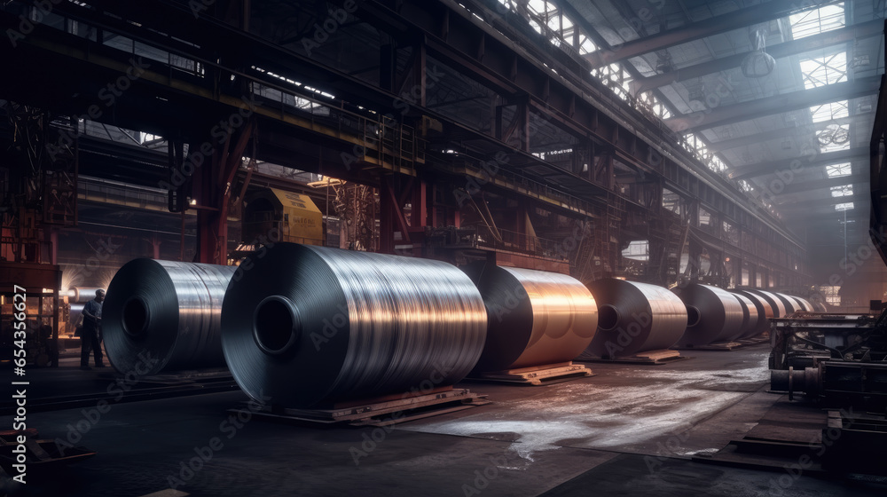 Roll of galvanized steel sheet at a metalworking factory Roll of galvanized steel sheet at a metalworking factory