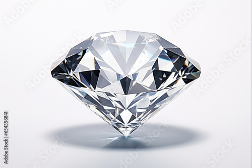 Diamant Reflections: Crystal Clear Sparkling Gem on a White Ornamental Background