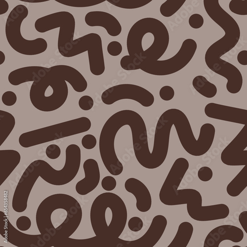 Patrón sin costuras de garabato de línea abstracta monocromático Fondo artístico creativo de estilo minimalista para niños o diseño moderno con formas básicas. 