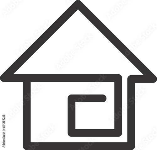 home and building icon outline flat vector 