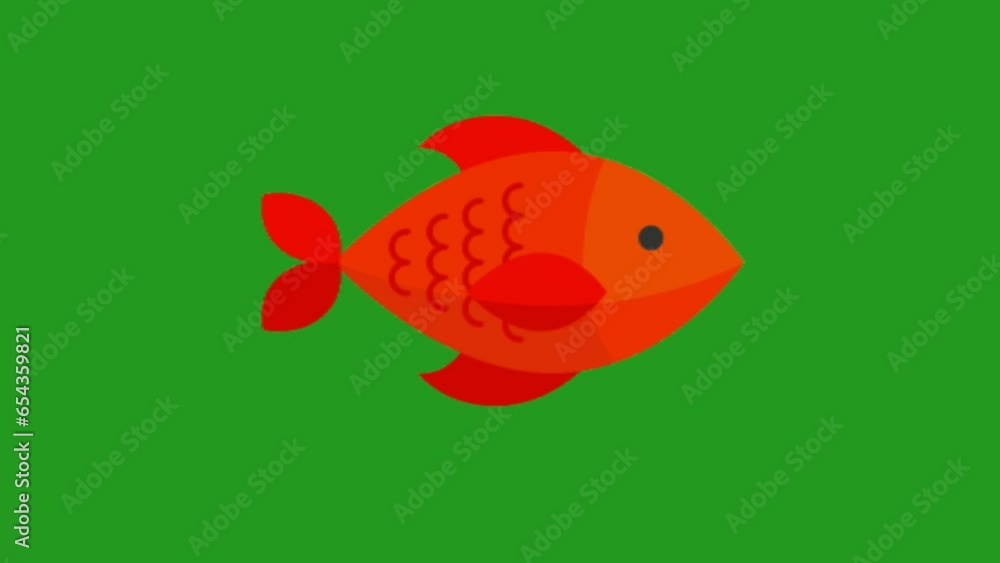 Fish animation, green screen background. Stock Video | Adobe Stock
