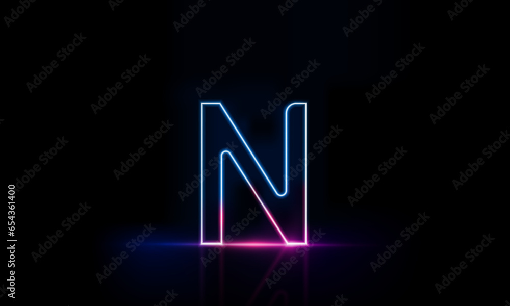Abstract sports Light out technology and with Letter n English glowing in the dark, pink blue neon light Hitech communication concept innovation background, vector design Abstract sports Light out technology and with Letter n English glowing in the dark, pink blue neon light Hitech communication concept innovation background, vector design