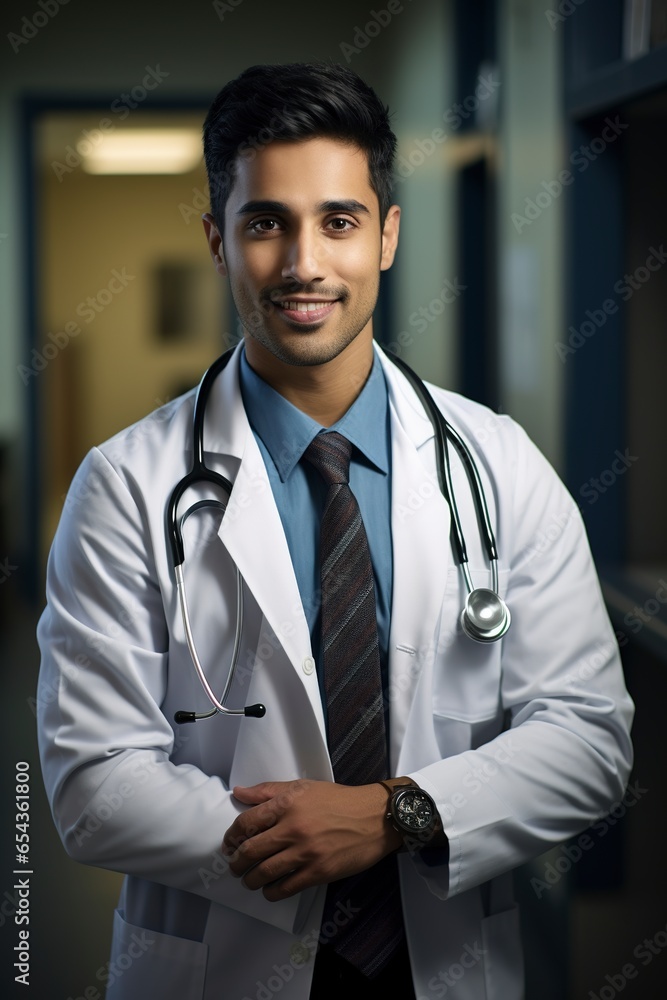 A compassionate and dedicated doctor in professional attire, displaying ...